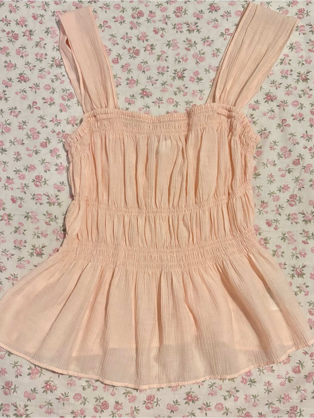 H&M Peach Smocked Peplum Camisole